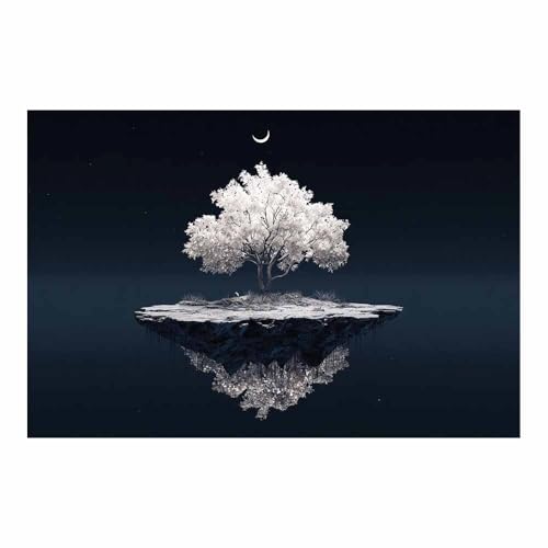 DMZPKZB Schwarz-Weiß-Wandkunst Schwimmende Inselbäume Raumdekor-Poster & Bilder,für Wohnzimmer, Schlafzimmer, Küche, Badezimmer, Wanddekoration(Schwarz Weiß)-60x90cm Ungerahmt von DMZPKZB