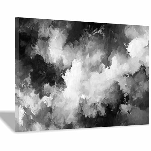 DMZPKZB Schwarz und weiß Leinwand Bilder Tinte Malerei Stil Groß Schlafzimmer Bilder,Badezimmer Wand Deko,Wohnzimmer Moderne Wanddeko Bilderwand(Schwarz Weiß)-60x90cm Gerahmt von DMZPKZB