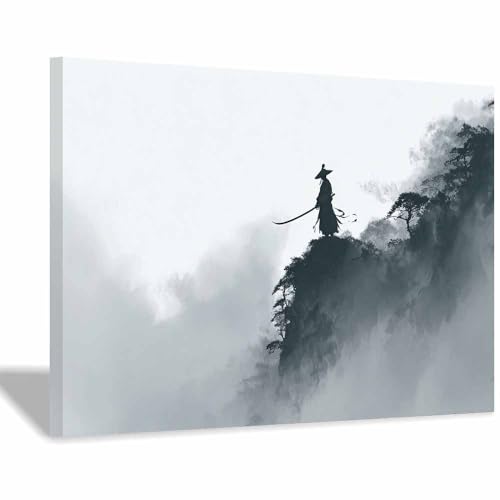DMZPKZB poster schwarz-weiß Ritter der Klippe Wandbilder Wohnzimmer Moderne,Poster Kunstdruck Wandbilder,für Schlafzimmer,Badezimmer,Büro Deko Leinwandbilder(Schwarz Weiß)-70x100cm Gerahmt von DMZPKZB