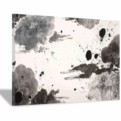DMZPKZB schwarz weiss bilder Abstrakte Tintenmalerei Modernes Dekor Kunstwerk Wand Kunst,Poster Aesthetic Wandbilder,Wohnzimmer Schlafzimmer Wanddekoration(Schwarz Weiß)-60x90cm Gerahmt von DMZPKZB