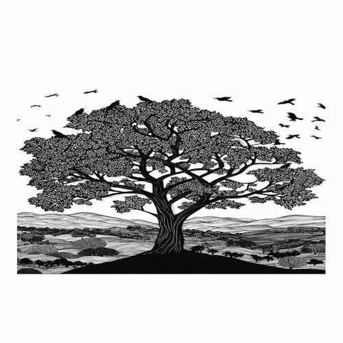 DMZPKZB schwarz weiß bilder Bäume Vlies Leinwandbild Kunstdruck Wandbilder,Wohnzimmer Modern Leinwandbilder,Poster Wandbilder Schlafzimmer(Schwarz Weiß)-50x70cm Ungerahmt von DMZPKZB