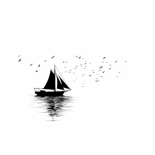DMZPKZB schwarz weiß bilder Le Segelboote das Wasser Vlies Leinwandbild Kunstdruck Wandbilder,Wohnzimmer Modern Leinwandbilder,Poster Wandbilder Schlafzimmer(Schwarz Weiß)-30x45cm Ungerahmt von DMZPKZB