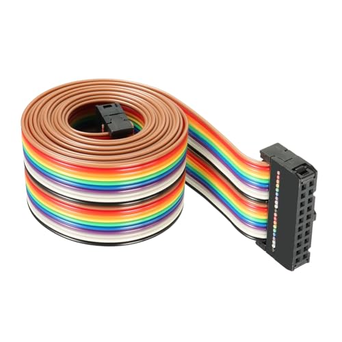DMiotech 1 Pack 20 Pins IDC Flachband-Regenbogenkabel 128cm 2,54mm Pitch Breadboard Jumper-Kabel für elektronische Projekte von DMiotech