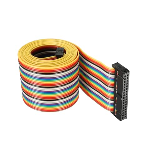 DMiotech 1 Pack 34 Pins Flach IDC Regenbogen Farbband Kabel 148cm 2.54mm Abstand Steckbrücke Drähte Typ-B für Kameras Laptops Elektronisch Projekte von DMiotech