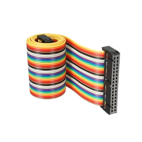 DMiotech 1 Pack 34 Pins Flach IDC Regenbogen Farbband Kabel 48cm 2.54mm Abstand Steckbrücke Drähte Typ-B für Kameras Laptops Elektronisch Projekte von DMiotech