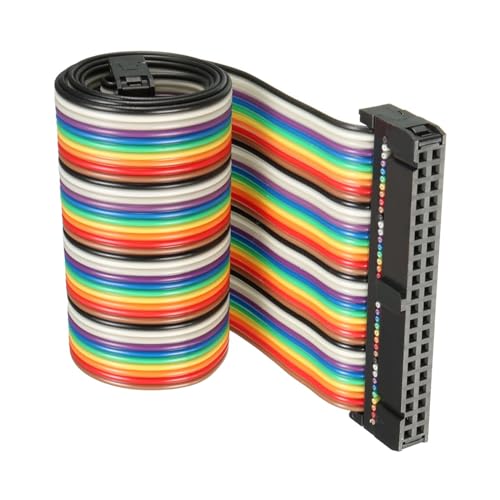 DMiotech 1 Pack 40 Pins IDC Draht Flach Regenbogen Flachbandkabel 43cm 2,54mm Pitch Breadboard Jumper Kabel für elektronische Projekte von DMiotech