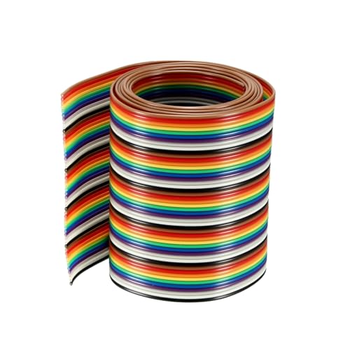 DMiotech 1 Pack 50 Pins IDC Draht Flach Regenbogen Flachbandkabel 100cm 1,27mm Pitch Breadboard Jumper Kabel für elektronische Projekte von DMiotech