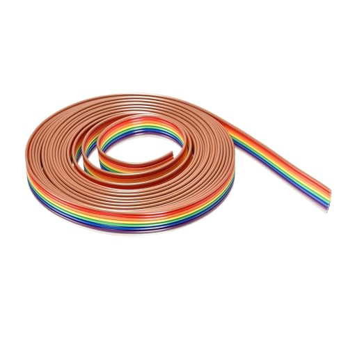 DMiotech 1 Pack 8 Pins Flach IDC Regenbogen Farbband Kabel 300cm 1.27mm Abstand Steckbrücke Drähte für Elektronisch Projekte von DMiotech