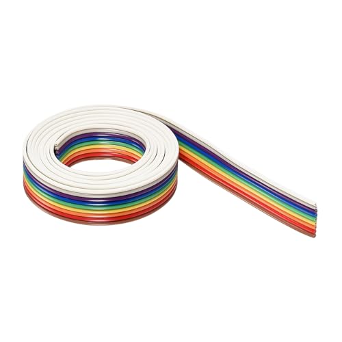 DMiotech 1 Pack 9P IDC Draht Flach Regenbogen Flachbandkabel 1 Meter Länge 1,27 mm Raster Breadboard Jumper Kabel für elektronische Projekte von DMiotech