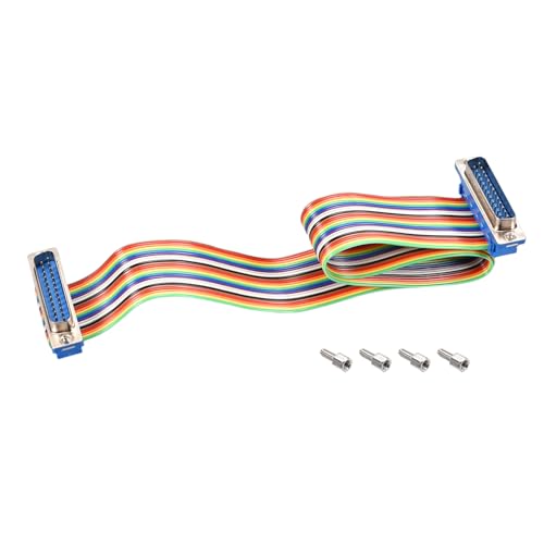 DMiotech 1 Packung 25 Stifte Flach IDC Regenbogen Band Kabel DB25 Stecker DB25 Stecker 50cm 2.54mm Abstand Steckbrett Jumper Drähte für Elektronik Projekte von DMiotech