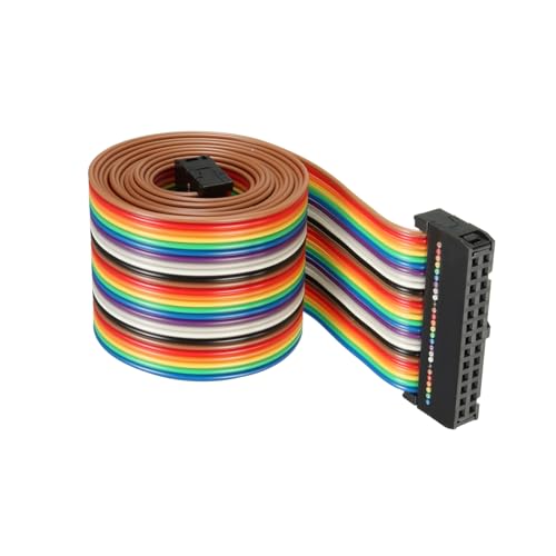 DMiotech 1 Packung 26 Stifte Flach IDC Regenbogen Band Kabel 118cm 2.54mm Abstand Steckbrett Jumper Drähte Typ-C für Kameras Laptops Elektronik Projekte von DMiotech