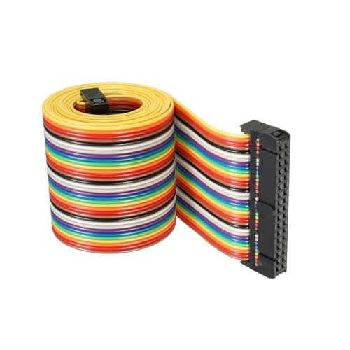 DMiotech 1 Packung 34 Stifte Flach IDC Regenbogen Band Kabel 118cm 2.54mm Abstand Steckbrett Jumper Drähte Typ-B für Kameras Laptops Elektronik Projekte von DMiotech