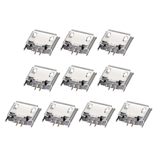 DMiotech 10 Stück Micro-USB-Buchsenstecker 5 Pin Buchsenadapter 180 Grad 1A 30V Stecker-Set für Computer USB-Reparatur-Ersatzadapter von DMiotech