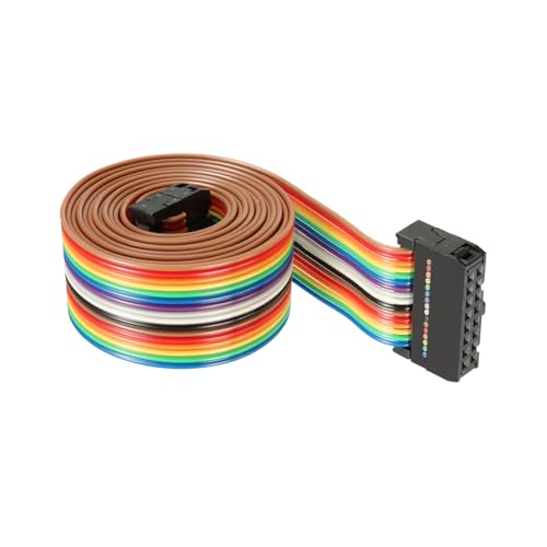 DMiotech 1Stk 16 Pins IDC Draht Flachband Kabel Regenbogen 46. 5 Zoll Maß 2. 54cmm Pitch Typ-C Steckbrett Überbrückung Drähte für Computer Audio Systeme von DMiotech