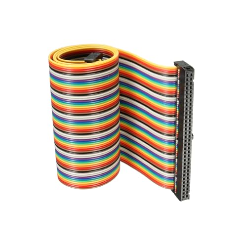 DMiotech 1Stk 64 Pins IDC Draht Flachband Kabel Regenbogen 18. 9 Zoll Maß 2. 54cmm Pitch Typ-C Steckbrett Überbrückung Drähte für Computer Audio Systeme von DMiotech