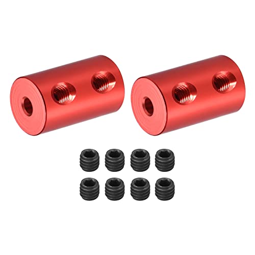 DMiotech 2 Pack 3-4mm Bohrung L20XD12 Starre Kupplung Welle Kupplung Gelenk Anschluss mit Schrauben Alu Legierung Motor Welle Anschluss für 3D-Drucker Rot von DMiotech