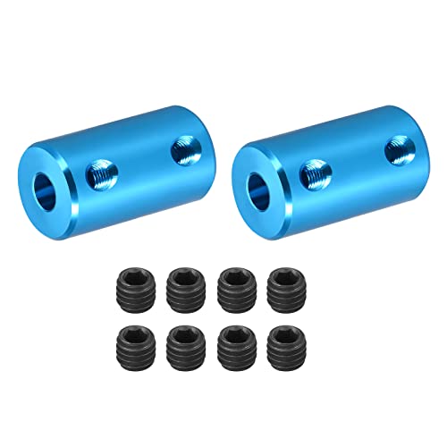 DMiotech 2 Pack 5-5mm Bohrung L25XD14 Starre Kupplung Welle Kupplung Gelenk Anschluss mit Schrauben Alu Legierung Motor Welle Anschluss für 3D-Drucker Blau von DMiotech