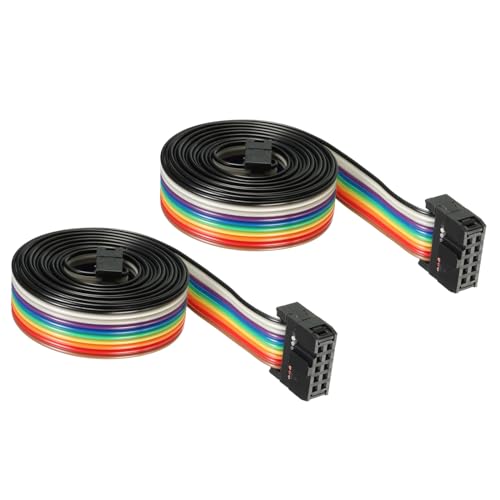 DMiotech 2 Packung 10 Stifte IDC Flach Band Kabel 128cm Länge 2.54mm Abstand Steckbrett Jumper Drähte für Elektronik Projekte Typ-B von DMiotech