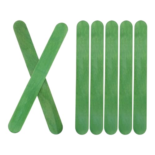 DMiotech 200 Pack 4.5" x 0.35" Holz Bastelstäbchen Starke Natürliche Birkenstäbchen Farbige Rührstäbchen für Modellbau und Heimdekoration, Grün von DMiotech
