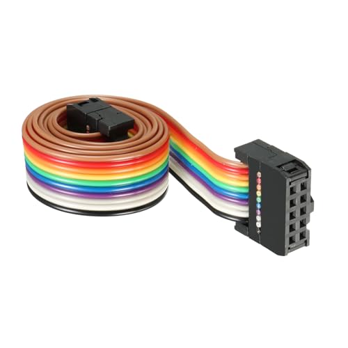 DMiotech 2Stk 10 Pins IDC Draht Flachband Kabel Regenbogen 18. 9 Zoll Maß 2. 54cmm Pitch Typ-C Steckbrett Überbrückung Drähte für Computer Audio Systeme von DMiotech