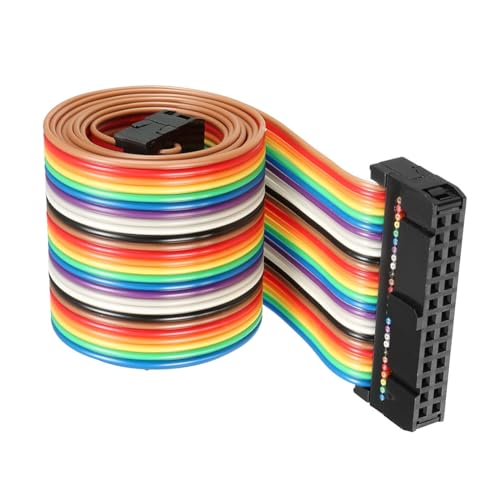DMiotech 2er Pack 26-poliges IDC-Flachbandkabel Regenbogenkabel 66cm 2,54mm Pitch Steckbrett Jumperkabel für elektronische Projekte von DMiotech