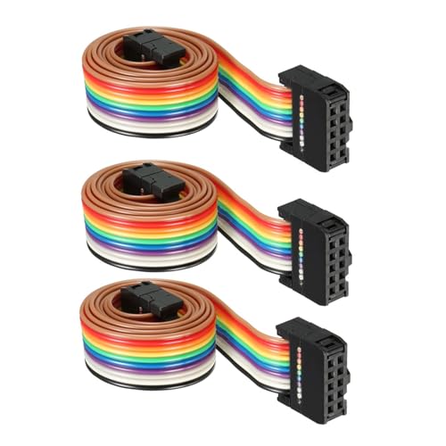 DMiotech 3er Pack 10-poliges IDC-Flachbandkabel 48 cm 2,54 mm Pitch Breadboard Jumper-Kabel für elektronische Projekte von DMiotech