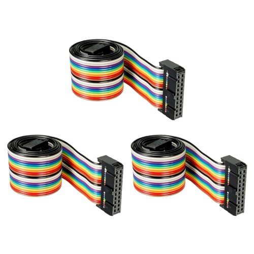 DMiotech 3er Pack 20-poliges IDC-Flachbandkabel 48 cm 2,54 mm Pitch Breadboard Jumper-Kabel für elektronische Projekte von DMiotech