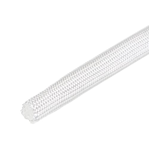 DMiotech 6mmx5m(16.4ft) Glasfaser Hülse Isolierung Klein Linen Stoff Schläuche für Draht Schützen mit Silikon Weiß von DMiotech