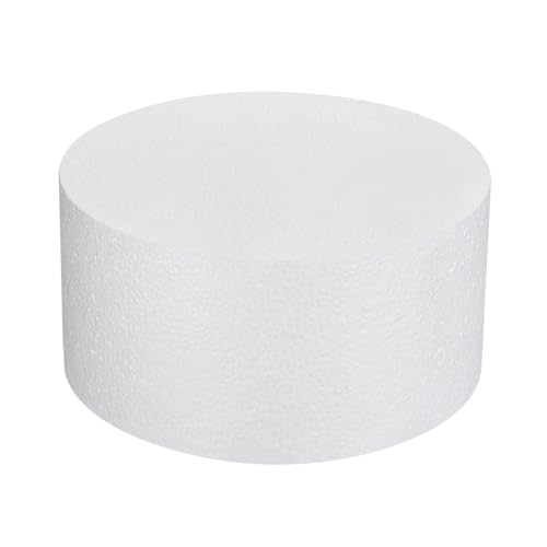 DMiotech Weißer runder Schaumstoff-Kuchenattrappe 4 x 8 Zoll Dummy-Kuchenset zur Dekoration von Geburtstagsfeiern und Bastelarbeiten von DMiotech