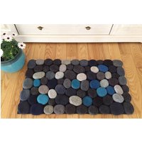 Filz Steinteppich Super Weich Mit Weichem Kern 3D Multicolor in Blau/Grau Farbtönen. Teppich Größe 90 cm X 50 cm. Auf Bestellung Gefertigt von DMpics