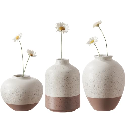 DN DECONATION DN DECONATION Vasen Deko Keramik Vase Set von 3 für Moderne Hause Deko Vasen Pampasgras Dekovase Aesthetic Neutral Boho Skandinavische Wohnzimmerdeko von DN DECONATION