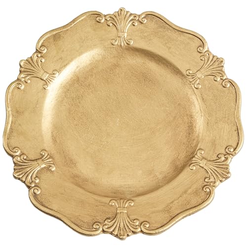DN DECONATION Vintage Dekotablett Holz Rundes Tablett Gold Deko Tablett Holztablett Rund 31,5cm – Deko Teller für Esstisch Deko, Couchtisch, Kerzenteller, Wohnzimmer & Badezimmer von DN DECONATION