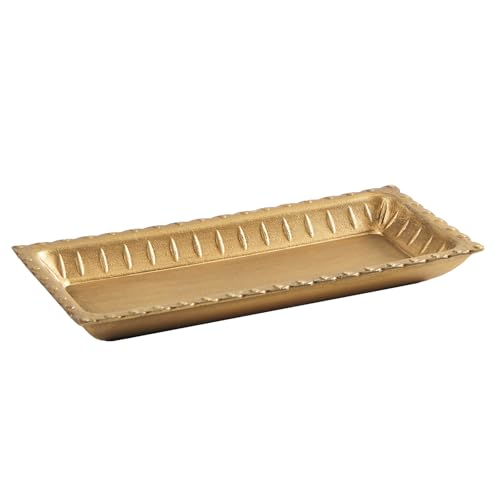 Vintage Dekotablett Gold – Rechteckiges Tablett Holz 29,5x13,5cm – Holztablett rechteckig als Deko Tablett für Couchtisch, Esstisch, Badezimmer, Sofa Tablett, Boho Deko, Home von DN DECONATION
