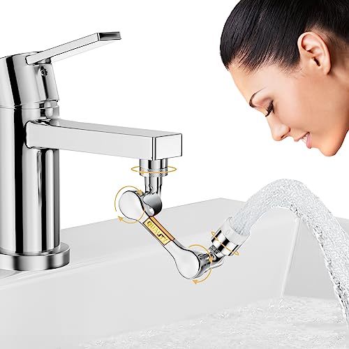 Faucet extender,1440° Universeller Drehbarer Multifunktionaler Verlängerungshahn,2 Modi Wasserfilter Wasserhahn Aufsatz,Hahnverlängerung aus massivem Messing für Küche (silbrig) von DN DENNOV