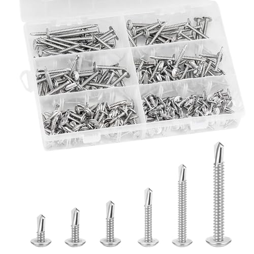 210pcs Selbstschneidende Schrauben, Edelstahl Blechschrauben Selbstschneidend Bohrschrauben Selbstbohrende Schrauben Set M4.2 * 50mm / 38mm / 30mm / 25mm / 19mm / 13mm von DN DENNOV