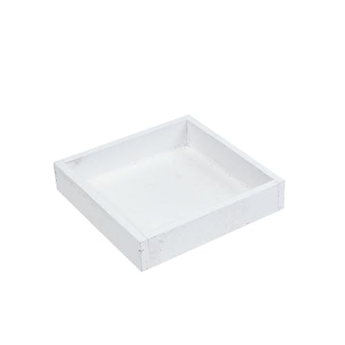 Holztablett - 6 Stück - Rustikal - ca.14x14x3cm - Weiss - A95370-1 von DN-Dekor