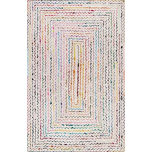DN HANDICRAFT Indian Hand geflochten Tammara handgefertigte handgewebte natürliche 4x6 Fuß (120x180 cm) Elfenbein Baumwolle Chindi Area Rug von DN HANDICRAFT