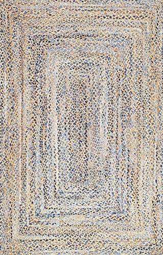 DN HANDICRAFT Indian Hand geflochten Tammara handgewebte natürliche handgemachte 5,7x7,11 Fuß (171x231 cm) Blue Chindi Area Rug von DN HANDICRAFT
