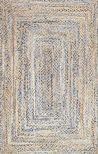 DN Handicraft Indian Hand geflochtener handgefertigter Tammara handgewebter natürlicher 8x10 Fuß (240x300 cm) Blauer Chindi-Teppich von DN Handicraft