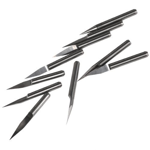 VEDA® CNC Fräser 20° 0,1 mm – 10er Set Hartmetall-Bits für PCB Platinen Gravur & Feinbearbeitung von DN