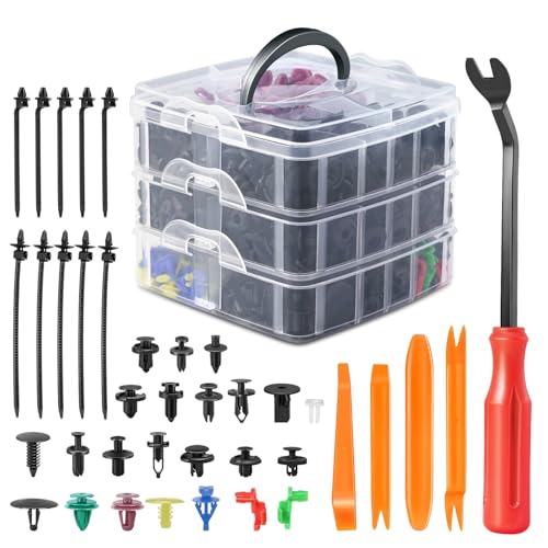 DNA MOTORING 680 Stück Auto-Push-Halterungs-Clips, Kunststoff-Stoßstangen-Clip, Kotflügel-Clips, Türverkleidungs-Clips, Stoßstangen-Schutzblech-Nieten, Verschlüsse, Push-Retainer-Kit für Ford, GM, von DNA MOTORING