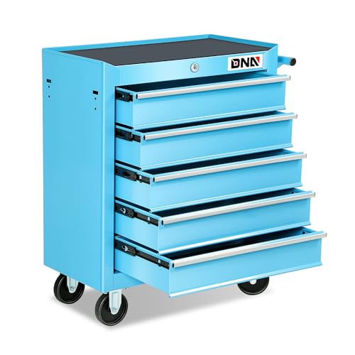 DNA MOTORING Werkzeugschrank mit 5 Schubladen und Schließsystem, 33 x 62,2 x 77 cm, Blau, TOOLS-00485 von DNA MOTORING