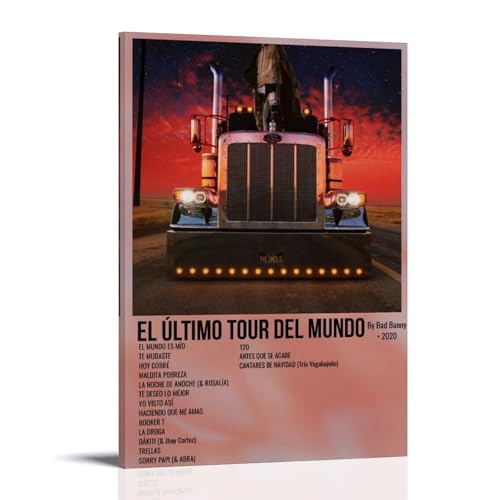 DNANNWOGF Bad Bunny El Último Tour Del MundoPoster auf Leinwand, Wandkunst für Wohnzimmer, modernes Schlafzimmer, Spielzimmer, Büro, Poster, Familienschlafzimmer, Dekoration, Foto, 50 x 75 cm von DNANNWOGF