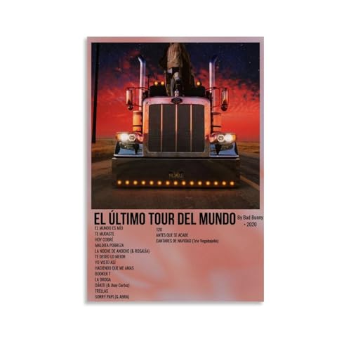 DNANNWOGF Bad Bunny El Último Tour Del MundoPoster auf Leinwand, Wandkunst für Wohnzimmer, modernes Schlafzimmer, Spielzimmer, Büro, Poster, Familienschlafzimmer, Dekoration, Fotobild, 60 x 90 cm von DNANNWOGF