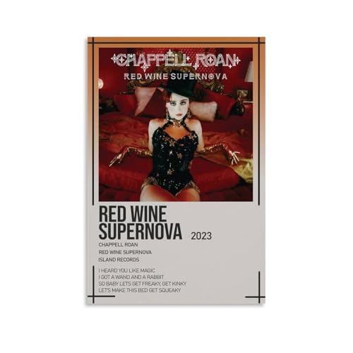 DNANNWOGF Chappell Roan Red Wine SupernovaPoster auf Leinwand, Wandkunst für Wohnzimmer, modernes Schlafzimmer, Spielzimmer, Büro, Poster, Familienschlafzimmer, Dekor, Fotobild, 30 x 45 cm von DNANNWOGF