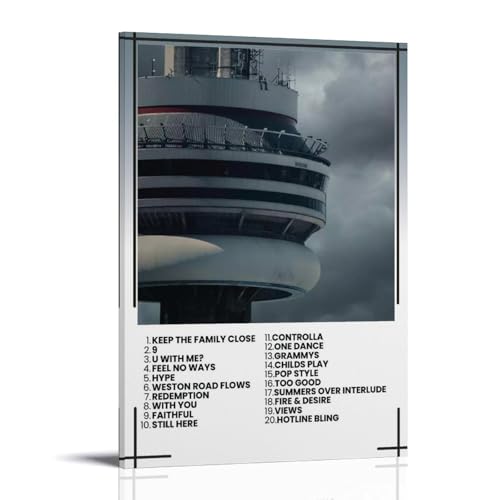 DNANNWOGF Drake ViewsPoster auf Leinwand, Wandkunst für Wohnzimmer, modernes Schlafzimmer, Spielzimmer, Büro, Poster, Familienschlafzimmer, Dekoration, Foto, Bild 60 x 90 cm, Rahmenstil von DNANNWOGF