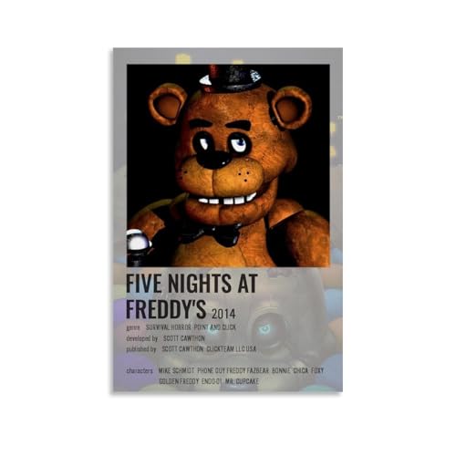 DNANNWOGF Poster "Five Nights at Freddy's" auf Leinwand, Wandkunst für Wohnzimmer, modernes Schlafzimmer, Spielzimmer, Büro, Poster, Familienschlafzimmer, Dekor, Fotobild, 20 x 30 cm, ungerahmter Stil von DNANNWOGF