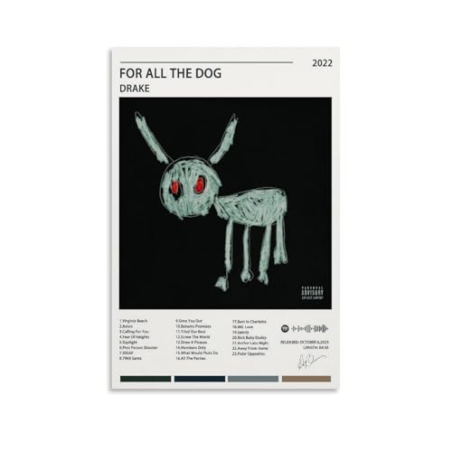 DNANNWOGF Poster auf Leinwand, Motiv "For All The Dog Drake", für Wohnzimmer, Schlafzimmer, Spielzimmer, Büro, 30 x 45 cm, ungerahmter Stil DNANNWOGF Poster auf Leinwand, Motiv "For All The Dog Drake", für Wohnzimmer, Schlafzimmer, Spielzimmer, Büro, 30 x 45 cm, ungerahmter Stil von DNANNWOGF