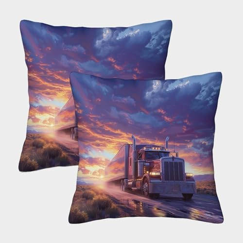 DNAVSOETR Big Truck Kissenhülle 2 Set Kissenbezug Atmungsaktiv Mit Reissverschluss QuadRatteteischer Kissenbezug Sofakissen Bezug Auto Home Bed Büro Cafe Garten Outdo 40x40cm von DNAVSOETR