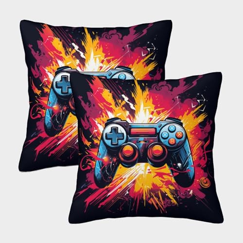 DNAVSOETR Game Console Kissenbezug 2er Set Kissenbezüge Wohnzimmer Kissenhülle Sofakissen Polyester Polster Textil Für Sofa Schlafzimmer Couch Outdoor Dekokissen 40x40cm von DNAVSOETR